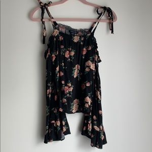 Off the shoulder floral bell sleeve top